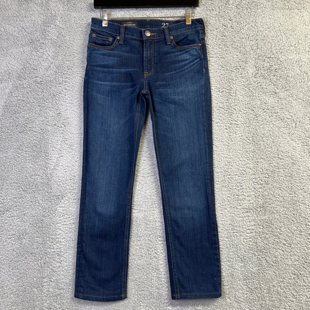 J.Crew Jeans Women 27 Regular Blue Denim Matchstick Straight Leg Dark Wash